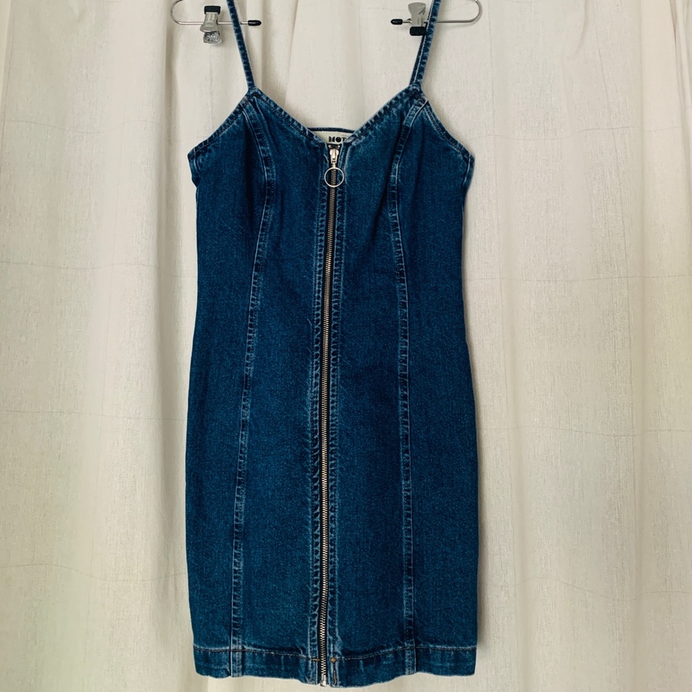 DENIM TANK TOP ZIP UP DRESS